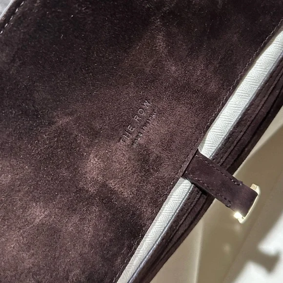 The Row Soft Margaux 17 Brown Suede Leather Top Handle Bag - Picture 11 of 16